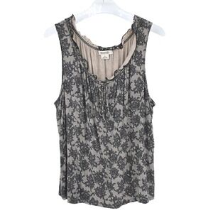 Y2K Vintage Michael Kors Lace Floral Print Ruffled Neck Tie Tank Top Women's XL